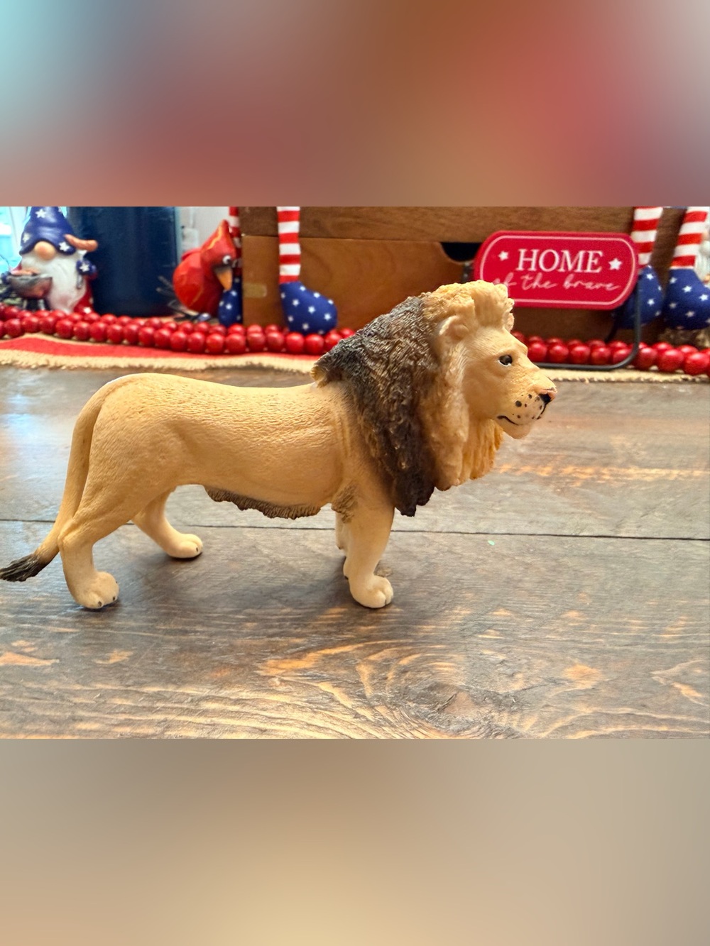 Vintage Schleich Male Lion Plastic Wildlife Animal Figure 4" Long 3" Tall